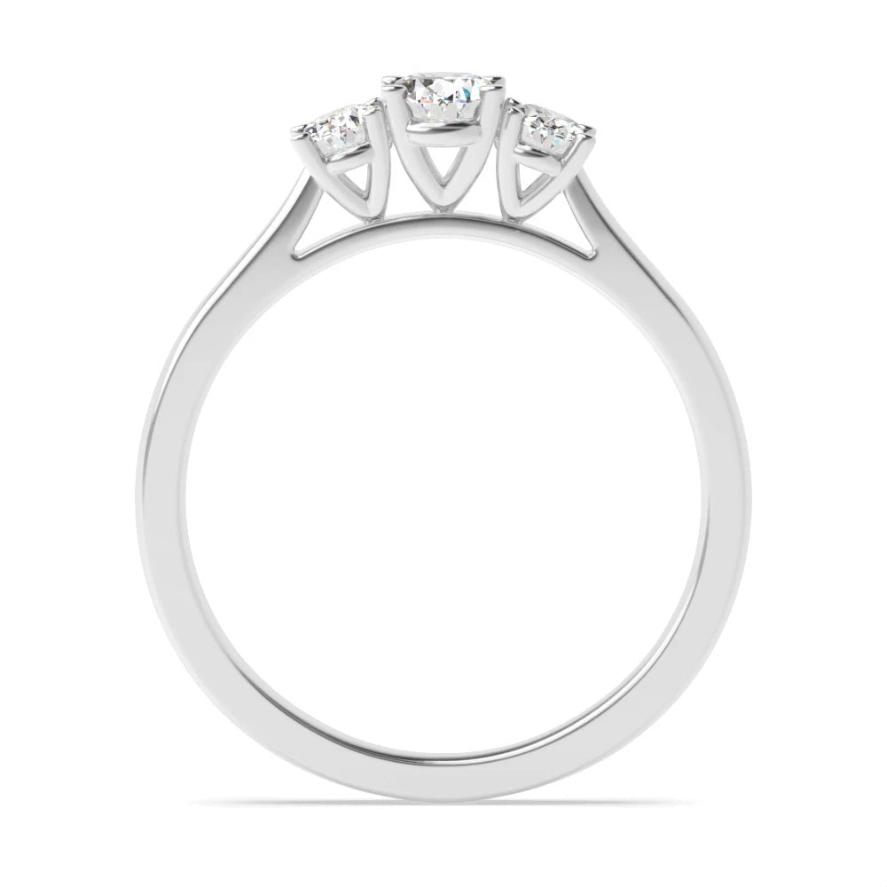 Valencia 4 Prong 0.50 ct Oval Lab Grown Diamond High Set Delicate Three Stone Engagement Ring